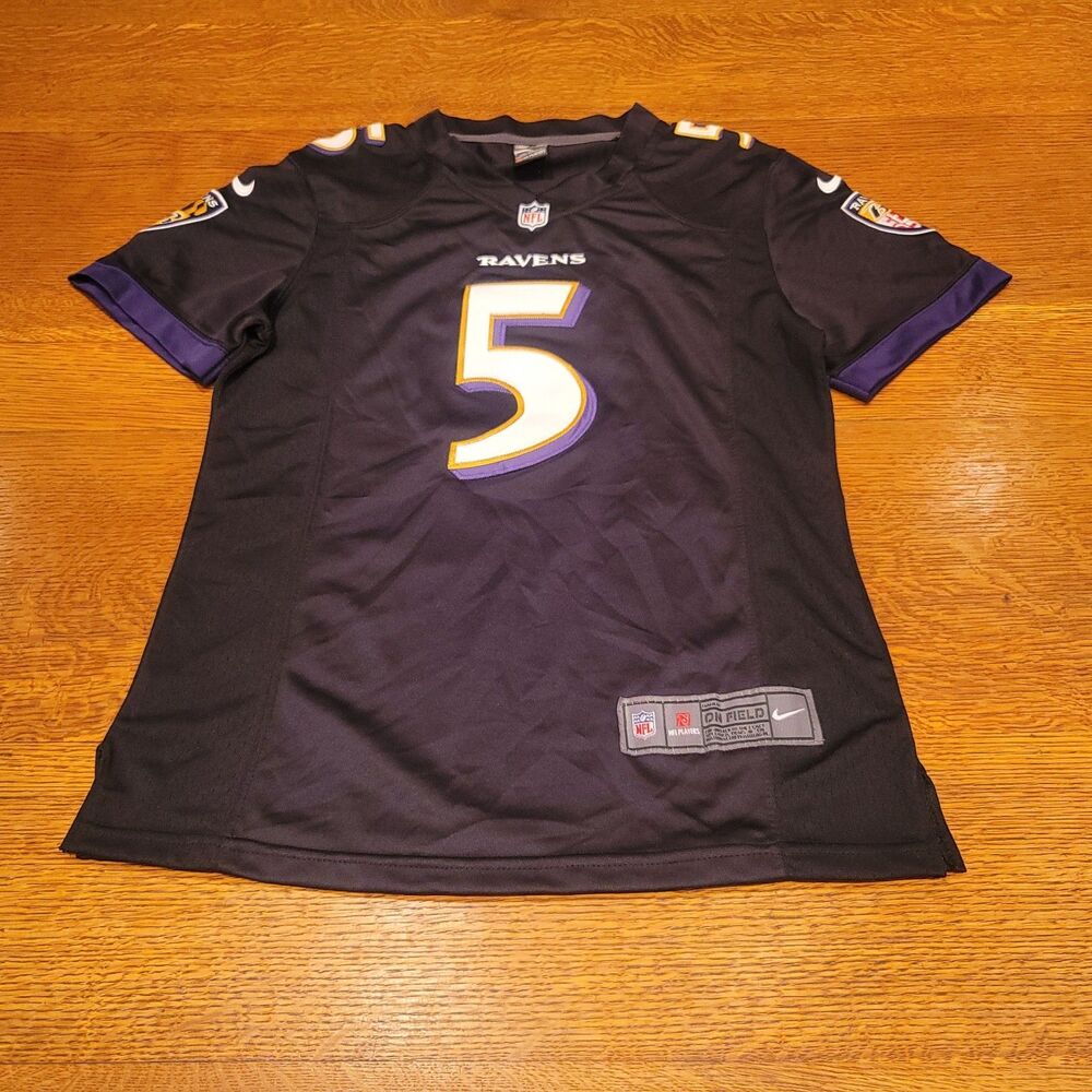 Joe Flacco Baltimore Ravens #5 Nike On Field Jersey Black Womens Size Large